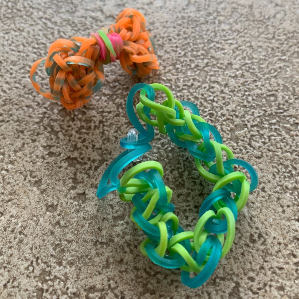 Orange Bow Charm with Green & Blue Bracelet